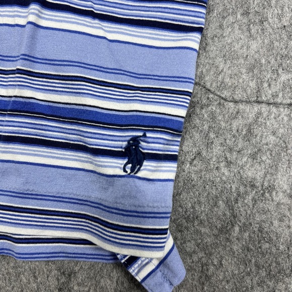 Polo Ralph Lauren Polo Shirt Mens Medium Blue Stripe Pima Cotton Golf Casual - Picture 9 of 16